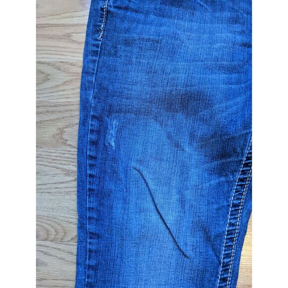 Womens Ariya Jeans Size 11/12 Embroidered Denim Blue Decorated Pockets SEE DESC - Picture 4 of 11